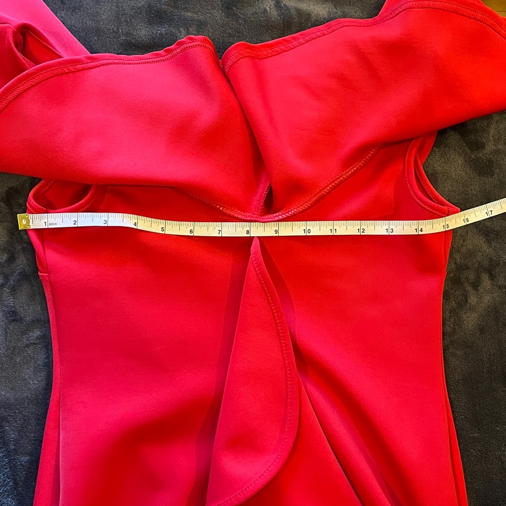 Formal/ Bridesmaid/ Evening long dress. Off—shoulder, ruffled. Red. Rare! M - Picture 7 of 11